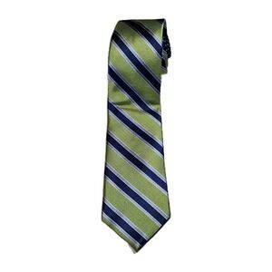 Tommy Hilfiger 100% Silk Green‎ and Navy Striped Men's  Neck Tie Classic office